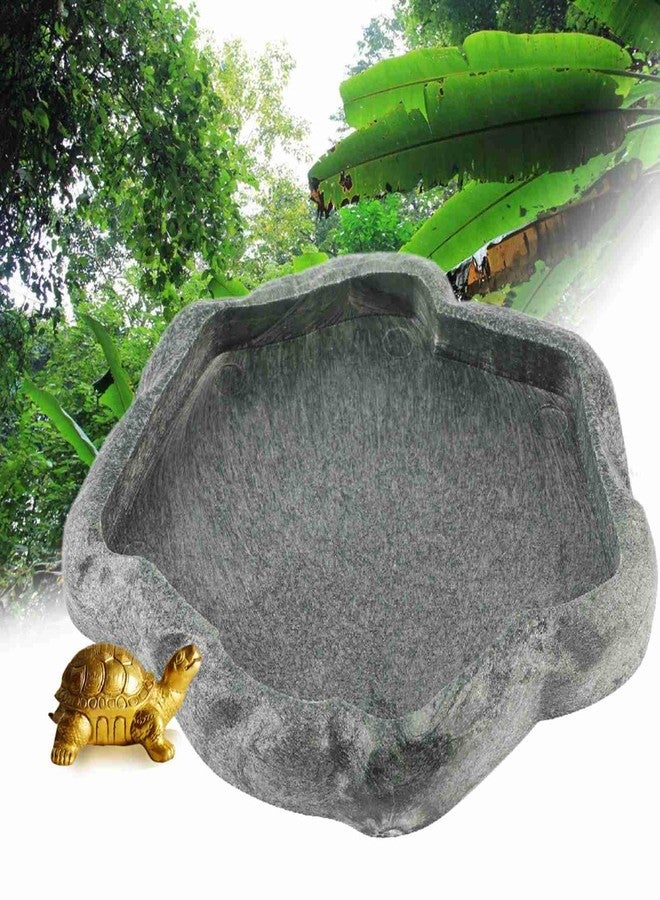 Kodrily Reptile Water Dish, Resin Rock Snake Water Bowl, Dark Green Firm Reptile Water Bowl, Large Tortoise Feeding Bowl for Tortoise Lizard Pets Feeding Accessories, 5.51x4.72x0.63in (S) - Image 4