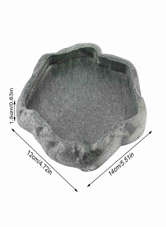 Kodrily Reptile Water Dish, Resin Rock Snake Water Bowl, Dark Green Firm Reptile Water Bowl, Large Tortoise Feeding Bowl for Tortoise Lizard Pets Feeding Accessories, 5.51x4.72x0.63in (S) - Image 5