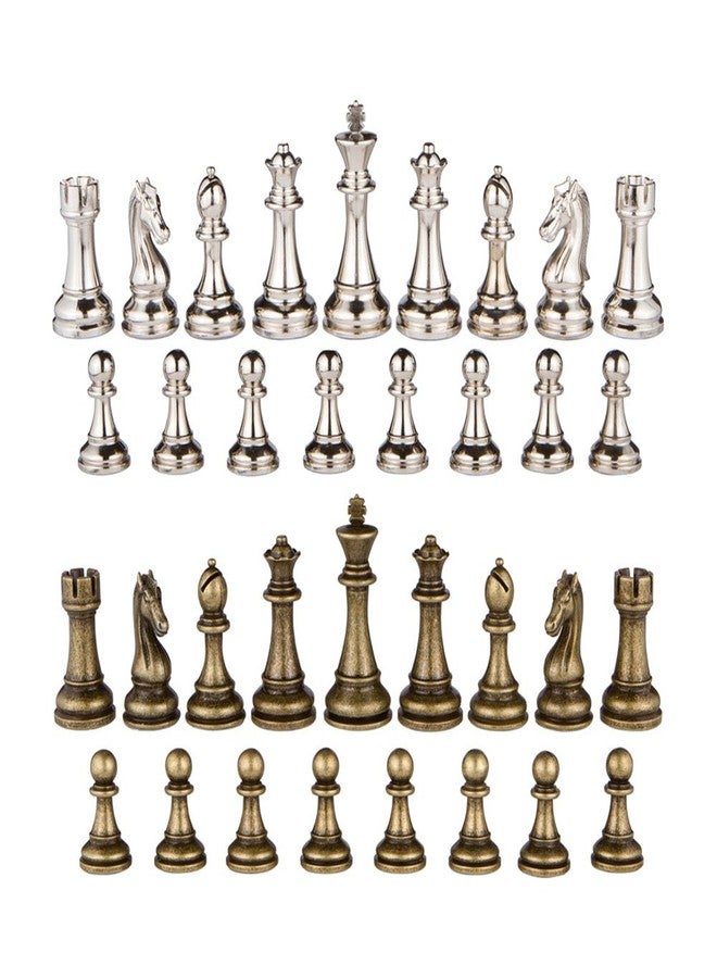 Best Chess Set قطع شطرنج معدنية فضية ونحاسية من مارس مع ملك بطول 3 إنش وملكات إضافية، قطع فقط، بدون لوح - Image 2