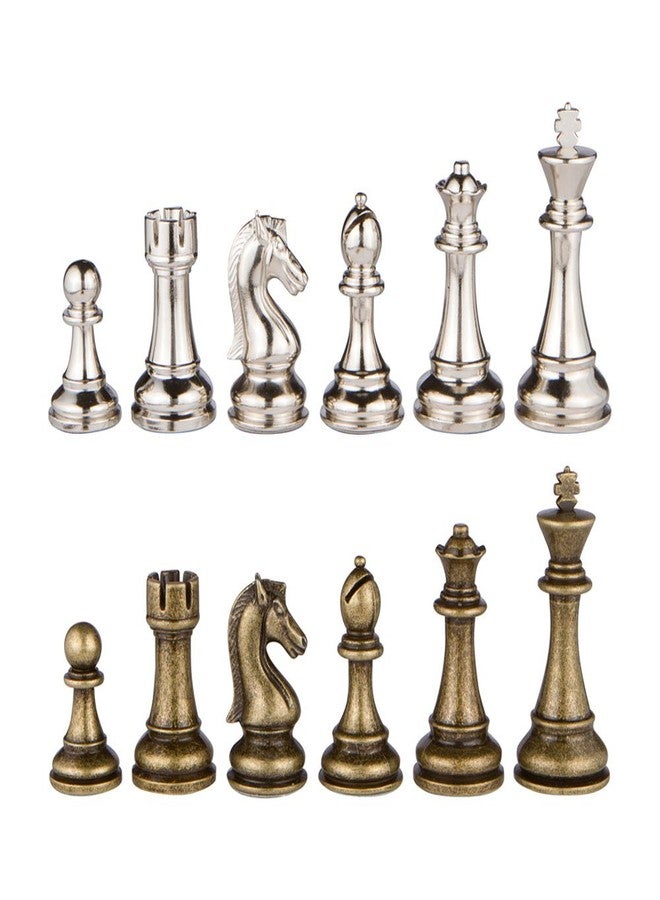 Best Chess Set قطع شطرنج معدنية فضية ونحاسية من مارس مع ملك بطول 3 إنش وملكات إضافية، قطع فقط، بدون لوح - Image 1