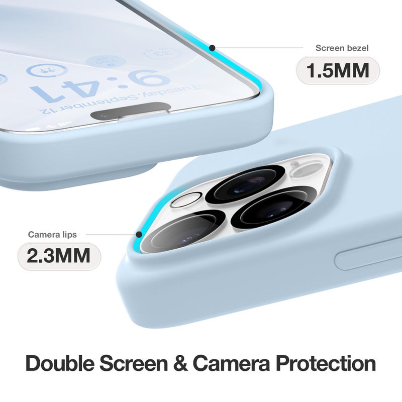 GONEZ for iPhone 15 Pro Max Case Silicone, Compatible with Magsafe, Camera Protector + Screen Protector, Soft Anti-Scratch Microfiber Lining, Liquid Silicone Shockproof Phone Cover, Blue - Image 5