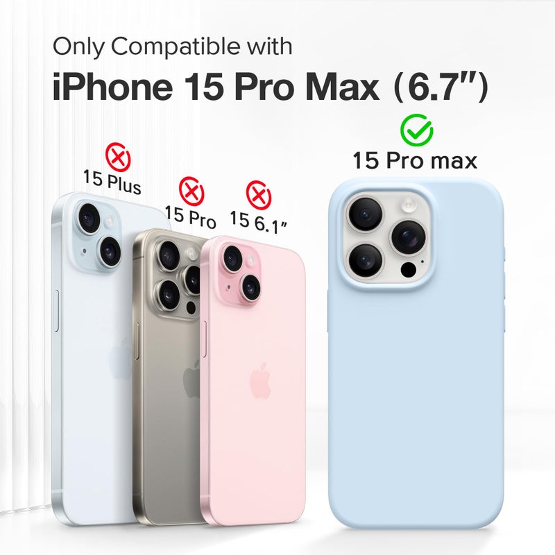 GONEZ for iPhone 15 Pro Max Case Silicone, Compatible with Magsafe, Camera Protector + Screen Protector, Soft Anti-Scratch Microfiber Lining, Liquid Silicone Shockproof Phone Cover, Blue - Image 2