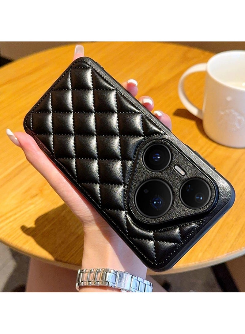 VKL Case for Huawei Pura 80 Ultra/P80 pro/p+ / P80 back cover，Light luxury style, Soft touch, Artificial leather material with sewn edge design, Anti fouling (Black, Pura 80 Ultra) - Image 2