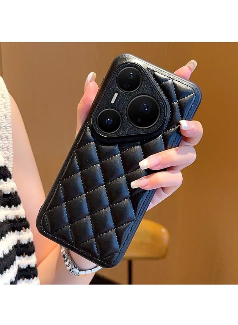 VKL Case for Huawei Pura 80 Ultra/P80 pro/p+ / P80 back cover，Light luxury style, Soft touch, Artificial leather material with sewn edge design, Anti fouling (Black, Pura 80 Ultra) - Image 3