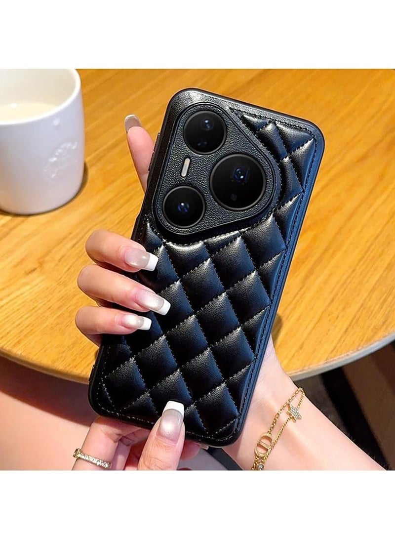 VKL Case for Huawei Pura 80 Ultra/P80 pro/p+ / P80 back cover，Light luxury style, Soft touch, Artificial leather material with sewn edge design, Anti fouling (Black, Pura 80 Ultra) - Image 4