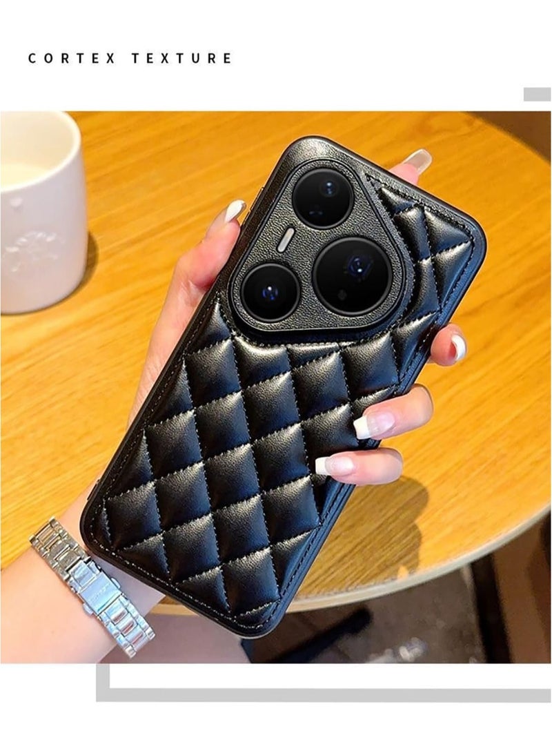 VKL Case for Huawei Pura 80 Ultra/P80 pro/p+ / P80 back cover，Light luxury style, Soft touch, Artificial leather material with sewn edge design, Anti fouling (Black, Pura 80 Ultra) - Image 5