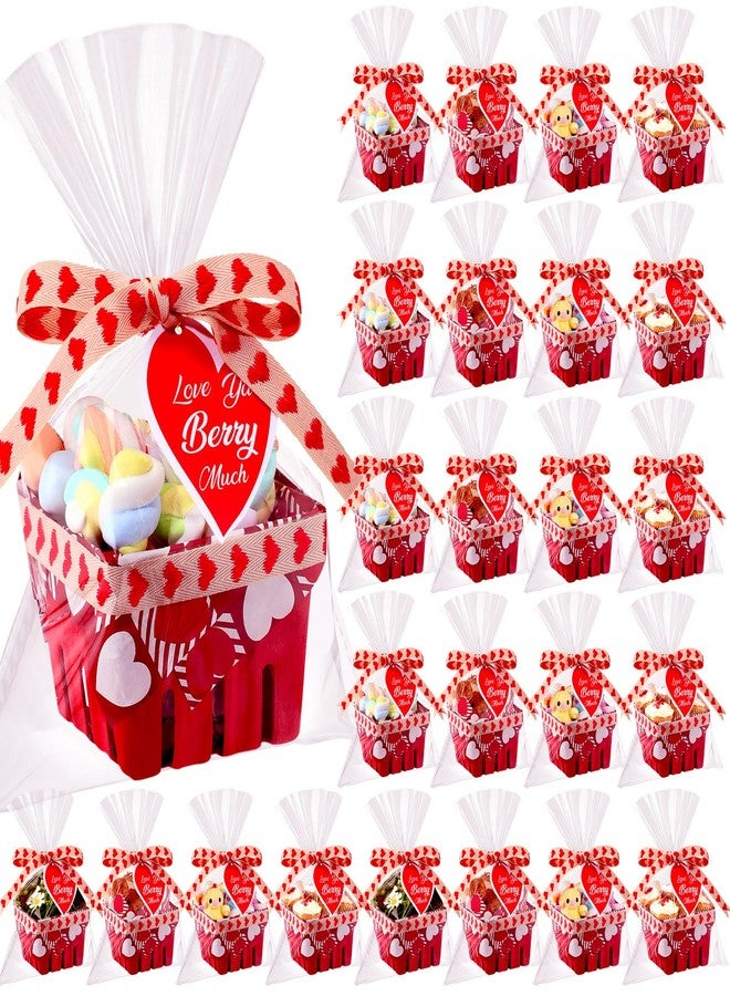 Mimorou 12 Set Small Red Valentines Day Gift Baskets Empty Bulk 4.3 Inch DIY Mini Heart Love Berry Basket Exchange Gift Boxes to Fill Candy Snack Cookie Treat Goody for Wedding Holiday Party Favors - Image 1