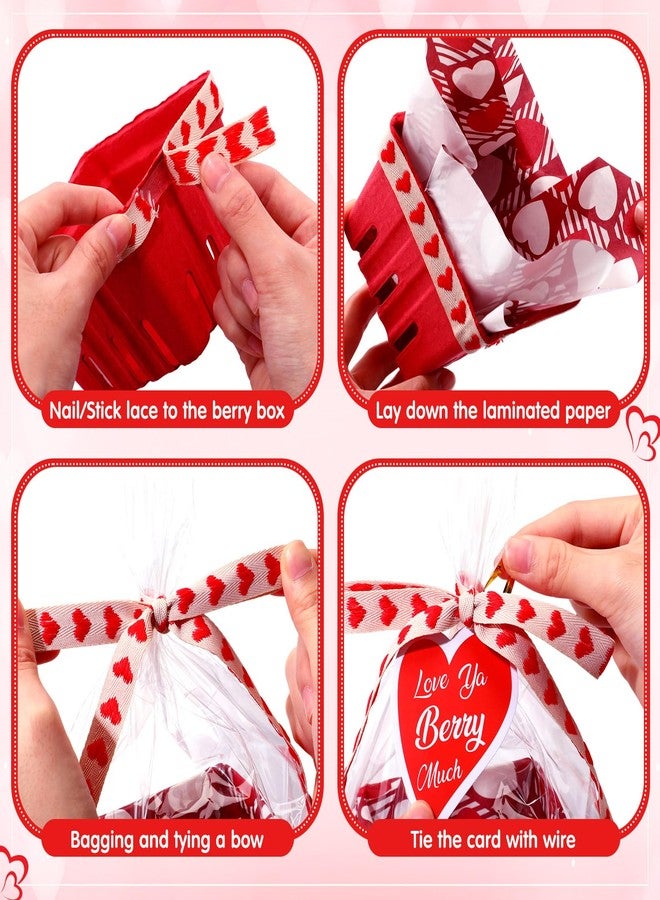 Mimorou 12 Set Small Red Valentines Day Gift Baskets Empty Bulk 4.3 Inch DIY Mini Heart Love Berry Basket Exchange Gift Boxes to Fill Candy Snack Cookie Treat Goody for Wedding Holiday Party Favors - Image 4