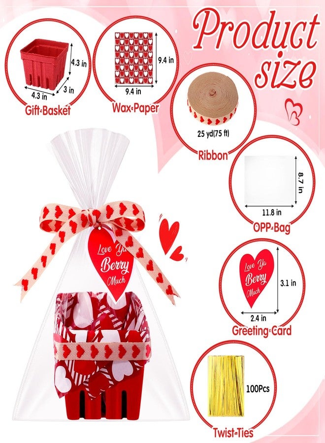Mimorou 12 Set Small Red Valentines Day Gift Baskets Empty Bulk 4.3 Inch DIY Mini Heart Love Berry Basket Exchange Gift Boxes to Fill Candy Snack Cookie Treat Goody for Wedding Holiday Party Favors - Image 2