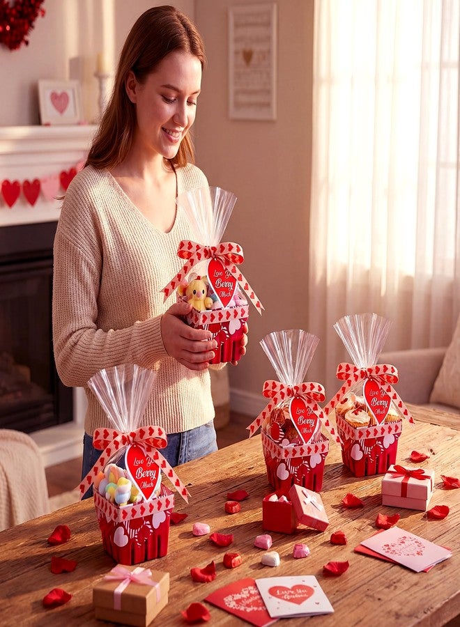 Mimorou 12 Set Small Red Valentines Day Gift Baskets Empty Bulk 4.3 Inch DIY Mini Heart Love Berry Basket Exchange Gift Boxes to Fill Candy Snack Cookie Treat Goody for Wedding Holiday Party Favors - Image 5