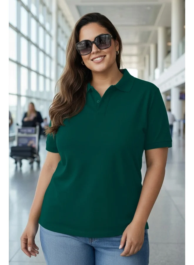 جونبيري Juneberry Women Plus Size Polo T-Shirt  Regular Fit  Casual Wear
