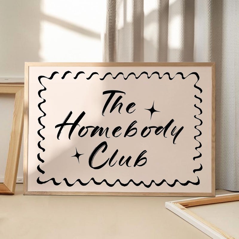 TNESSENTIAL The Homebody Club Art Canvas Poster, Trendy Wall Art, Typography Aesthetic Decor, Retro Home Decor, Printed Gift - Image 2