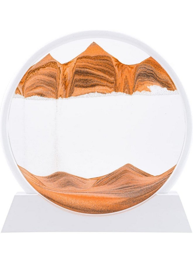 STAR WORK Moving Sand Art Decor - Round Moving Sand Art Frame, Sand Art Liquid Motion, Stress Relief, Suitable for Living Room, Office, Home, Art Gallery In White Frame (7 IN, ORANGE) - Image 1