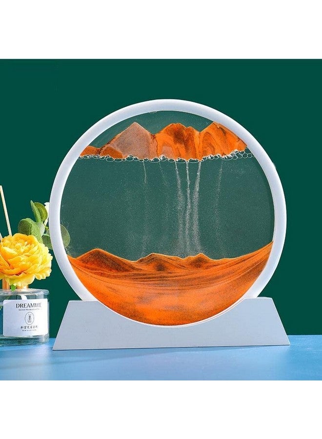 STAR WORK Moving Sand Art Decor - Round Moving Sand Art Frame, Sand Art Liquid Motion, Stress Relief, Suitable for Living Room, Office, Home, Art Gallery In White Frame (7 IN, ORANGE) - Image 2