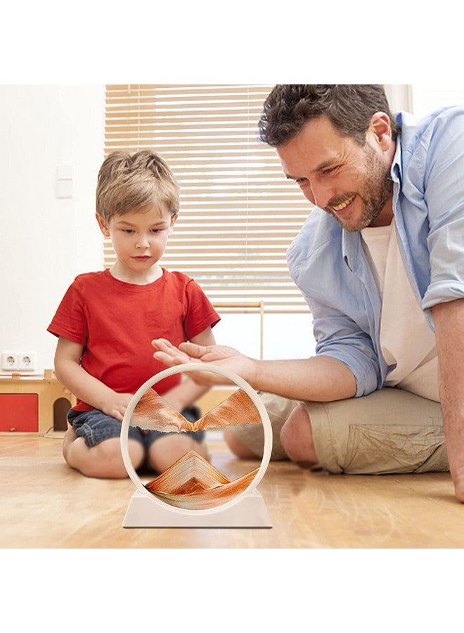 STAR WORK Moving Sand Art Decor - Round Moving Sand Art Frame, Sand Art Liquid Motion, Stress Relief, Suitable for Living Room, Office, Home, Art Gallery In White Frame (7 IN, ORANGE) - Image 4