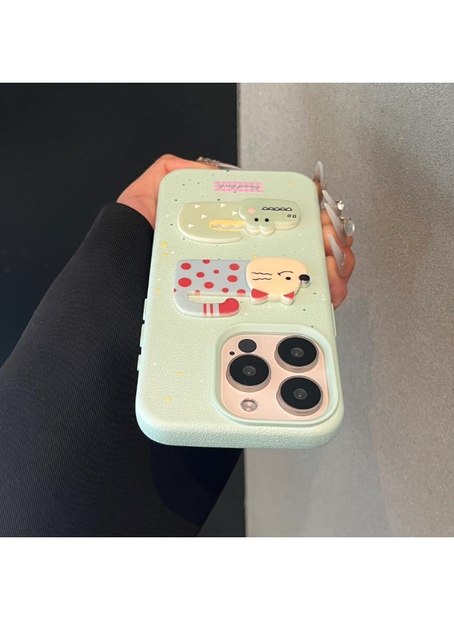 NIBEMINENT 3D Crocodile Cat Protective TPU Case Cover For iPhone 15 Pro Max, Light Blue - Image 4