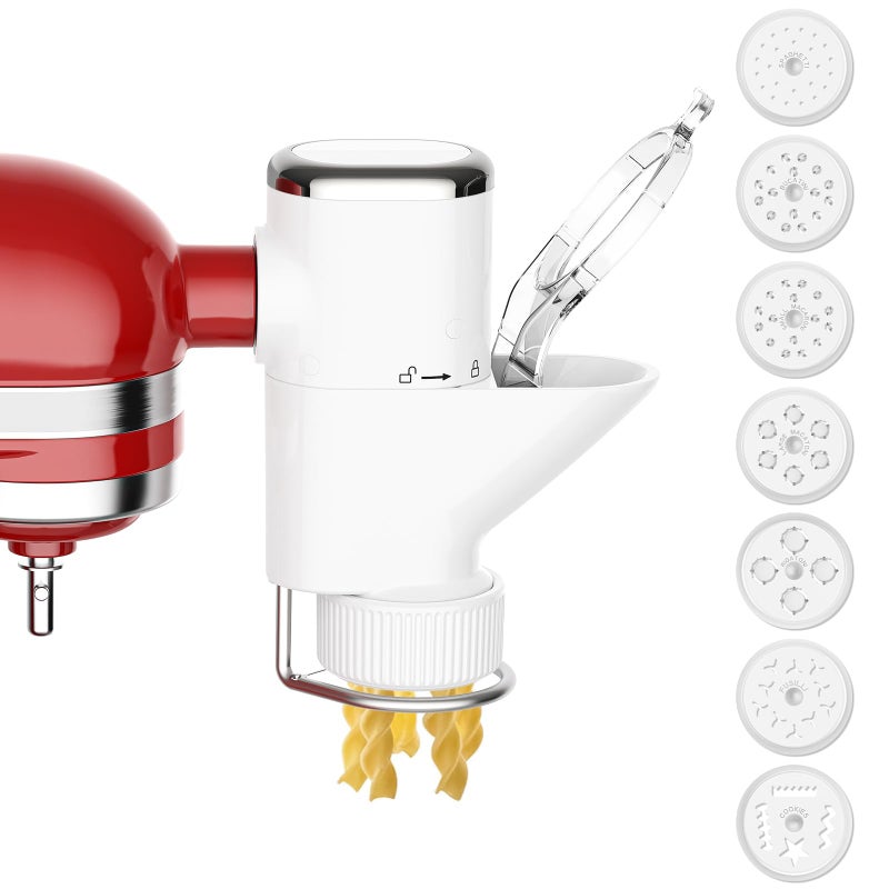 InnoMoon Gourmet Pasta Press Attachment for KitchenAid Stand Mixers, Pasta Press for KitchenAid Mixer with 7 Interchangeable Pasta Plates, Pasta Extruder Attachment by InnoMoon - Image 1