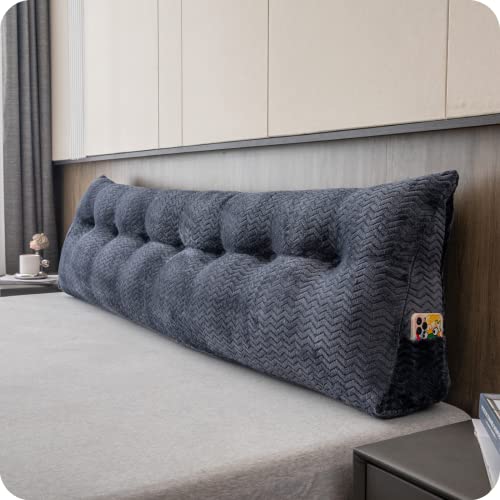 ZOEMO Large Bolster Triangular Headboard Wedge Backrest Positioning Support Bed Rest Reading Pillows Headboard Wedge Pillows for Day Bed Bunk Bed with Removable Cover, King (76x8x20 Inches) - Image 1