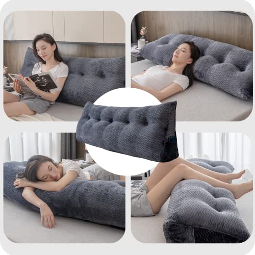 ZOEMO Large Bolster Triangular Headboard Wedge Backrest Positioning Support Bed Rest Reading Pillows Headboard Wedge Pillows for Day Bed Bunk Bed with Removable Cover, King (76x8x20 Inches) - Image 4
