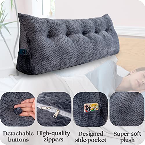 ZOEMO Large Bolster Triangular Headboard Wedge Backrest Positioning Support Bed Rest Reading Pillows Headboard Wedge Pillows for Day Bed Bunk Bed with Removable Cover, King (76x8x20 Inches) - Image 3