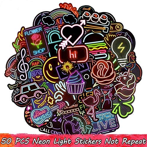 iDream Neon Light Icon Animal Stickers – Vibrant Stickers for Laptops, Water Bottles, Phone Cases, Walls & More – Fun, Creative, and Trendy Decorative Decals – Set of 50 - Image 2