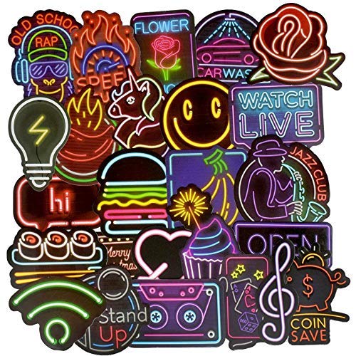 iDream Neon Light Icon Animal Stickers – Vibrant Stickers for Laptops, Water Bottles, Phone Cases, Walls & More – Fun, Creative, and Trendy Decorative Decals – Set of 50 - Image 1