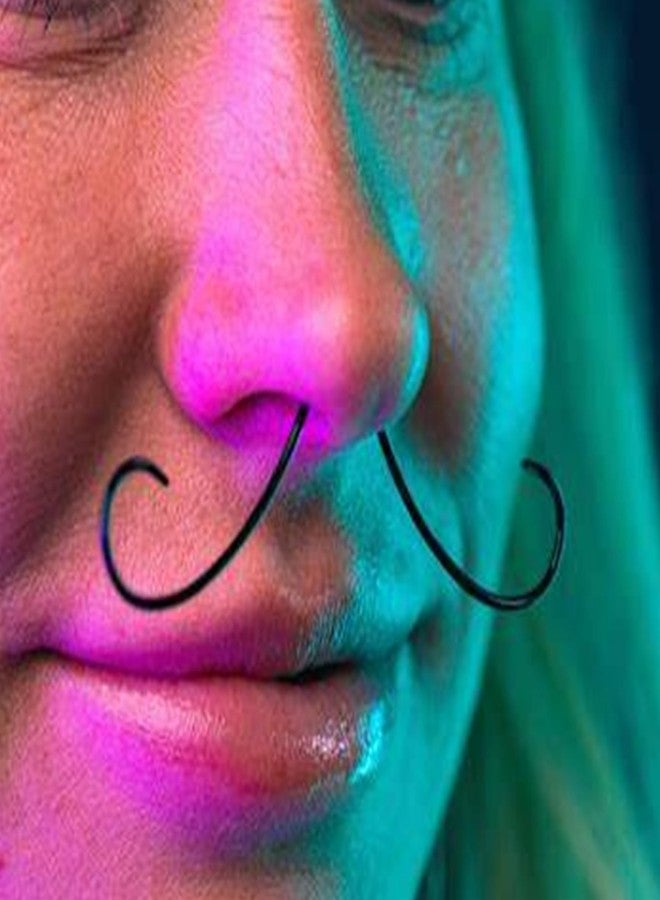 Longita Mustache Septum Ring 16g Septum Mustache Nose Ring Mustache Nose Ring Septum Ring Mustache 16 Gauge Black - Image 3