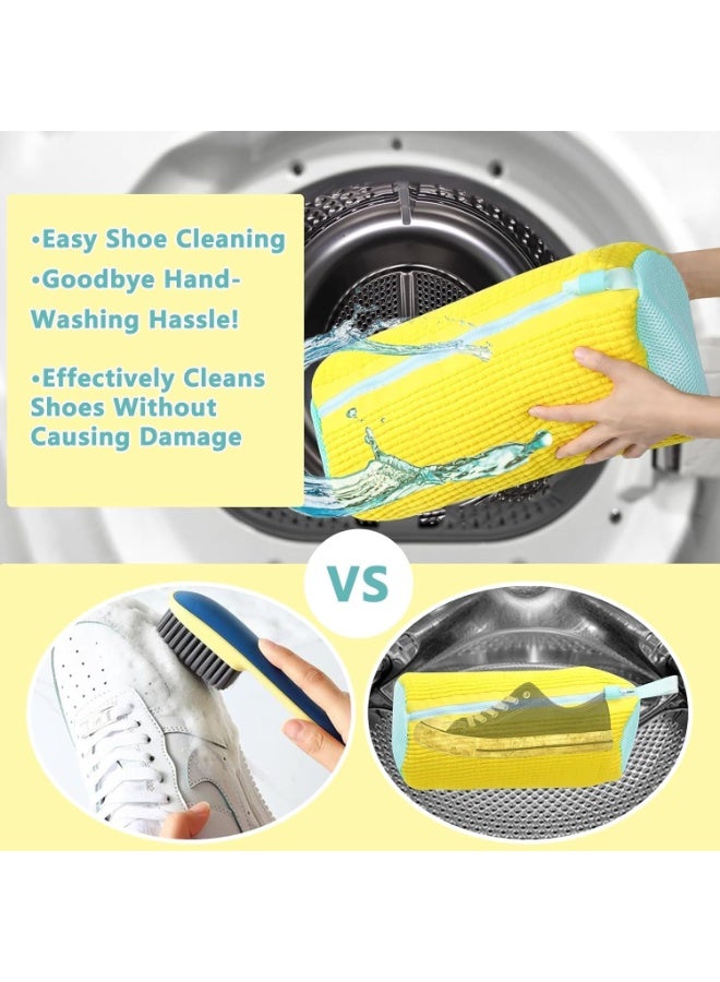 حقيبة غسيل الأحذية لغسيل الغسيل والغسالة والمجفف - قابلة لإعادة الاستخدام لجميع الأنواع والأحجام (2pcs الأصفر) - Image 2