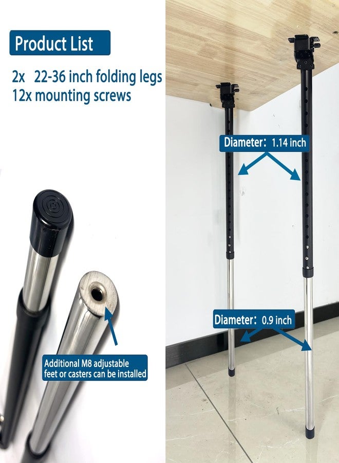 Benbuoo Adjustable Folding Table Legs 21-35", Heavy Duty Metal, Set of 2 | Height Adjustable, Foldable, Sturdy | for DIY Desks, Computer Tables, Office Workstations, RV Camping, Outdoor Furniture - Image 3