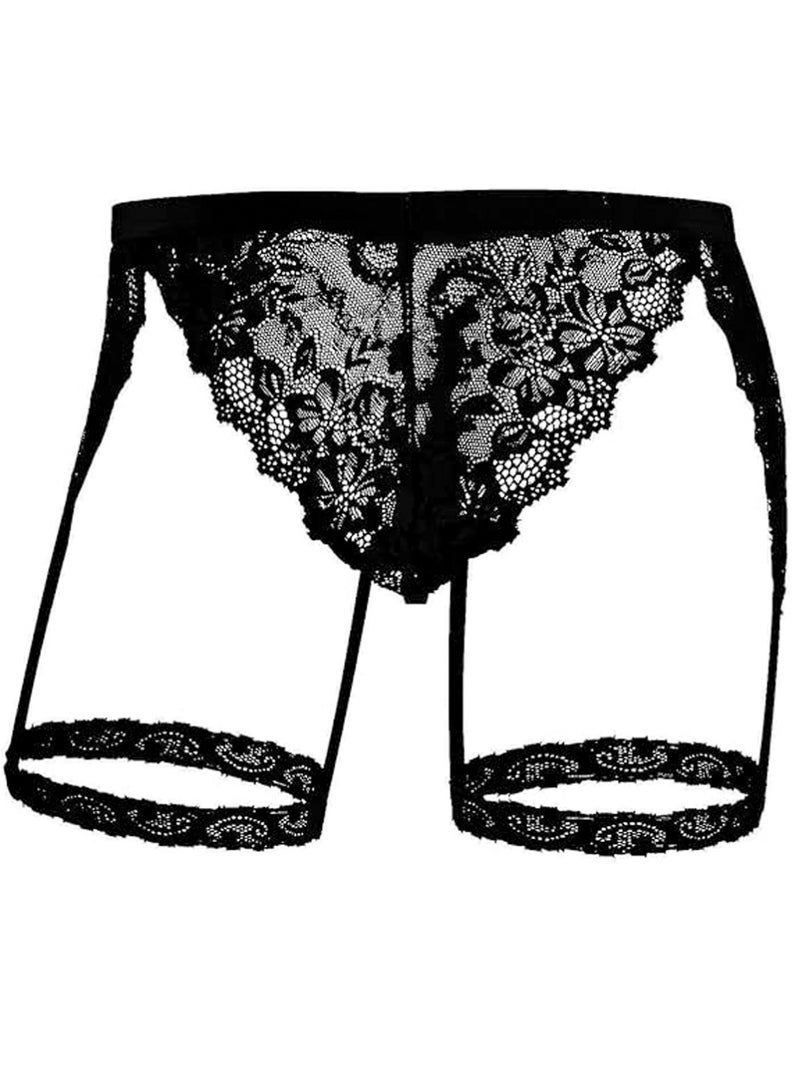 ULELAY Men's Lace Underwear Sheer Pouch Garter Panties(XL) - Image 2