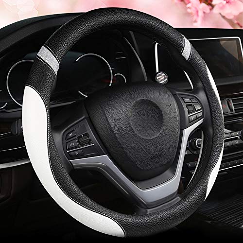 Cxtiy Steering Wheel Cover for Women Leather Universal Steering Wheel Cover for Car 15 inch (White) - Image 1