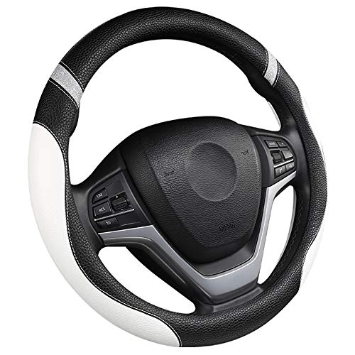 Cxtiy Steering Wheel Cover for Women Leather Universal Steering Wheel Cover for Car 15 inch (White) - Image 2