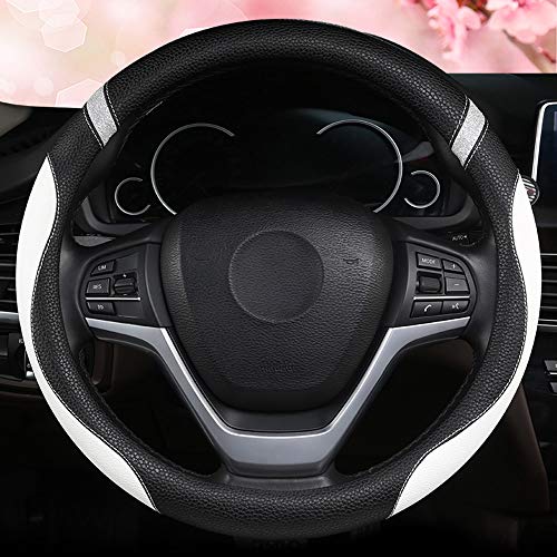 Cxtiy Steering Wheel Cover for Women Leather Universal Steering Wheel Cover for Car 15 inch (White) - Image 3