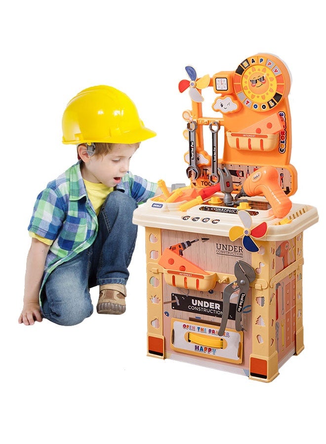 42-Piece Kid Role Playing Engineer Toys Kids Tool Set 69cm Tool Equipment Table Durable Pretend Play Tool Toys, Kids Electric Power Drill Toys Construction Worker Role Play Kit Set, Gift Toy for Kids 3-8 Year Old - Image 3