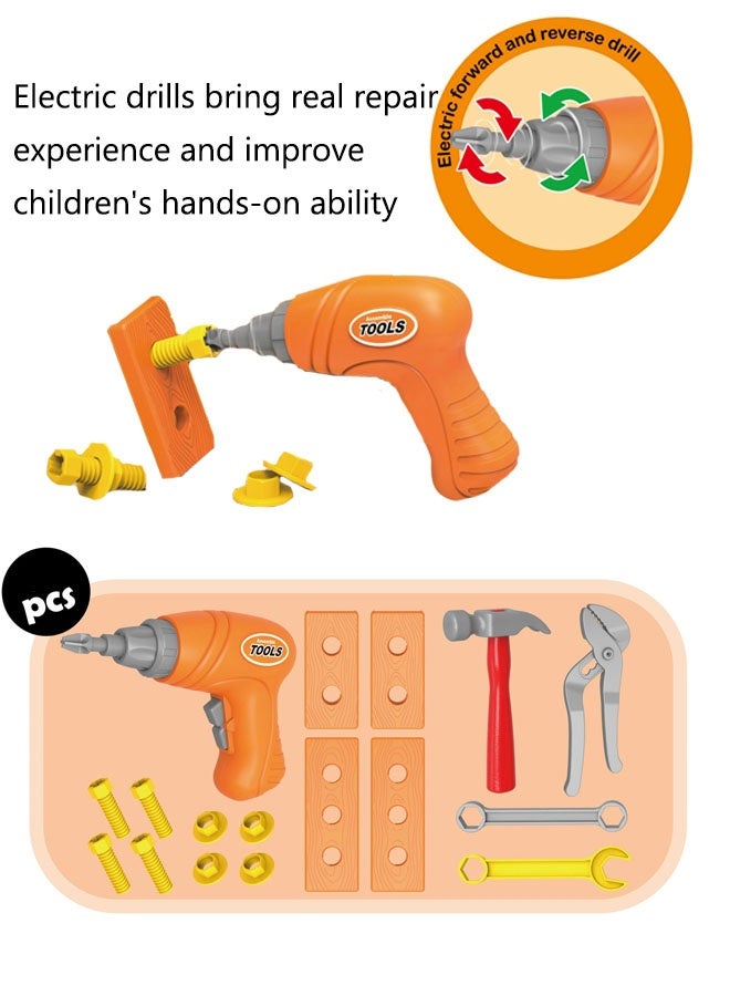 42-Piece Kid Role Playing Engineer Toys Kids Tool Set 69cm Tool Equipment Table Durable Pretend Play Tool Toys, Kids Electric Power Drill Toys Construction Worker Role Play Kit Set, Gift Toy for Kids 3-8 Year Old - Image 4
