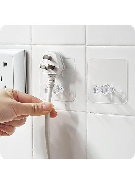 Onpalm Enterprise Onpalm Enterprise Adhesive Hook Multifunctional Power Plugs Socket Holder No Punching Adhesive Hook Power Stickers Wall Mounted Transparent Wall Plug Hook for Keys Towel Kitchen Plug Hook 10  - Image 1