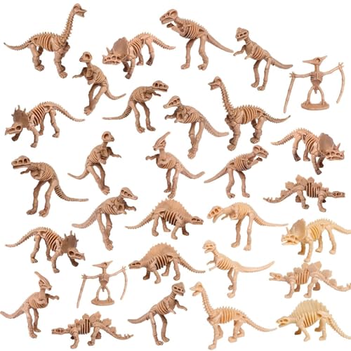 UPINS 30 Pack Dinosaur Fossil Skeletons 37 Inch Assorted Dinosaur Skeleton Toy Figures Dino Bones Educational Gift for Science Play Dino Sand Dig Party Favor Decorations - Image 1