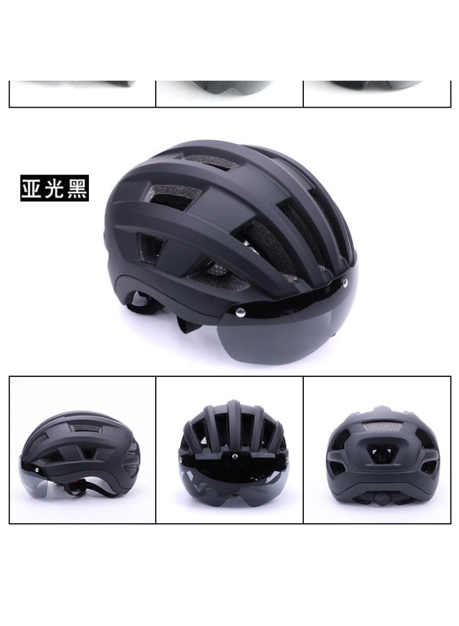 Color-Changing Bicycle Helmet with Magnetic Removable Goggles, Breathable Integrated Mountain Road Bike Cycling Helmet, Matte Black