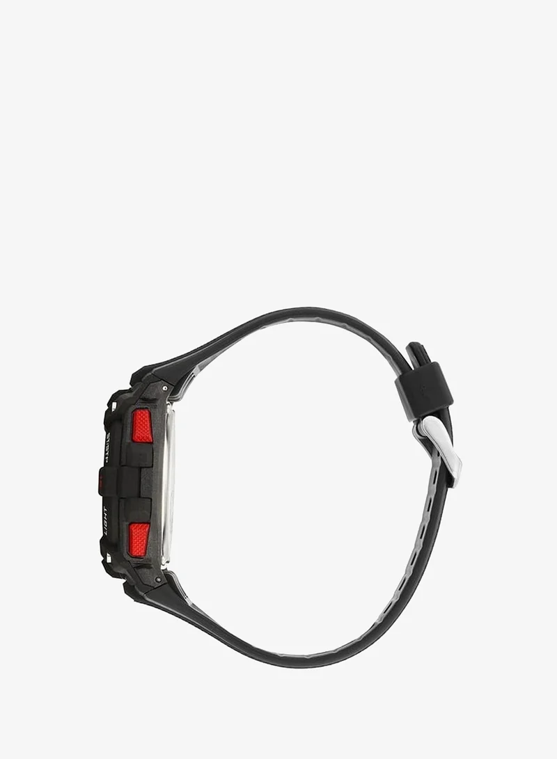 Sector EX-51 Men's Digital Watch - Digital Display Dial, 49mm Plastic Case, Black & Red Plastic Strap, Quartz, 100M Water Resistant - R3251317001