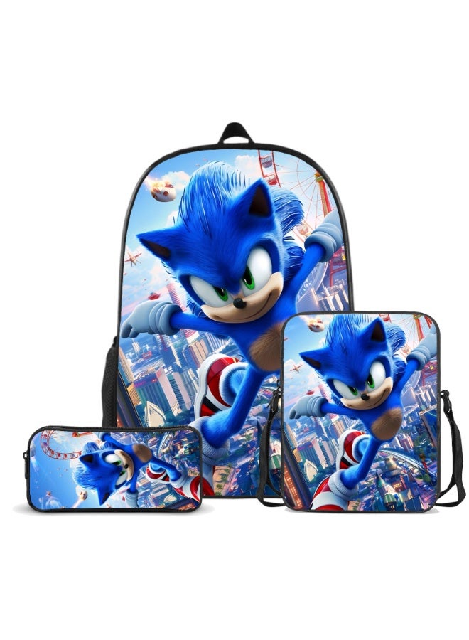 سونيك جديد سونيك على ظهره مقلمة حقيبة ثلاثة قطعة دعوى الرجال والنساء الترفيه الرياضة السفر على ظهره طالب المدرسة على ظهره - Image 1