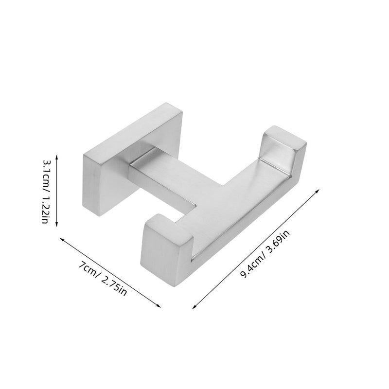 Satin Finish Stainless Steel Double Coat Hook Wall Mounted For Bathroom And Kitchen 95x71x36mm - Image 3
