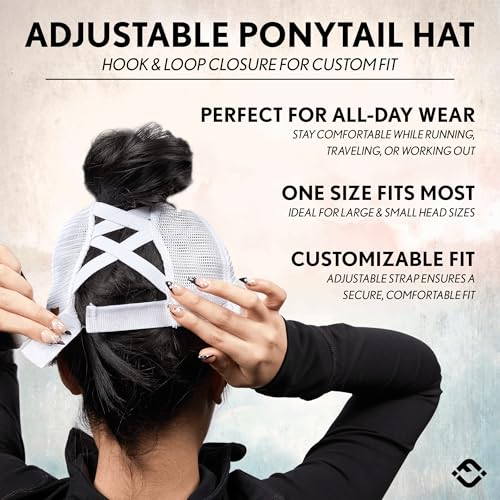 Funky Junque Funny Women's 4th of July Ponytail Trucker Hat with Criss Cross Ponytail Hole - American Flag Star Print - Black W/Mesh - Image 5