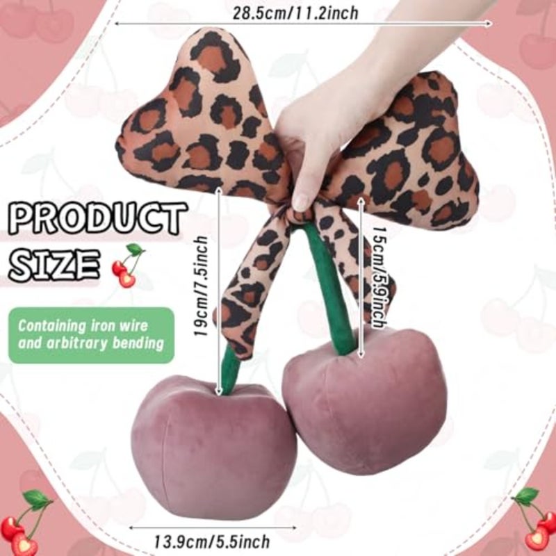 Leopard Bow Cherry Pillow Y2k Throw Pillows Dusty Coquette Leopard Room Decor Y2k Trendy tive Pillow Cushions for Girl Bedroom Living Room Sofa Bed Chair Preppy Gift - Image 2