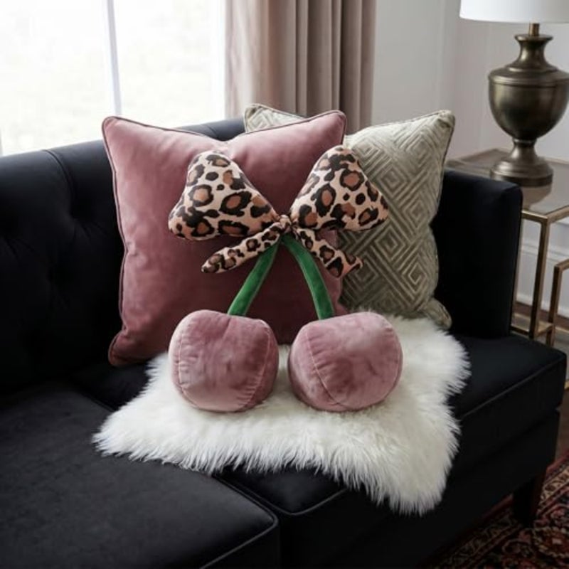 Leopard Bow Cherry Pillow Y2k Throw Pillows Dusty Coquette Leopard Room Decor Y2k Trendy tive Pillow Cushions for Girl Bedroom Living Room Sofa Bed Chair Preppy Gift - Image 4