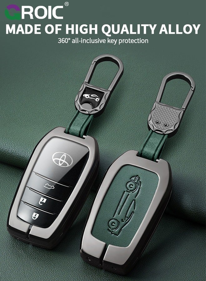 GROIC For Toyota Key Fob Cover with Genuine Leather Keychain, Zinc Alloy Car Key Shell Case for Toyota Corolla Ralink Modified Shell Highlander Full Cover Protection Smart Remote Car Key Holder Key Cove (A)  - Image 5
