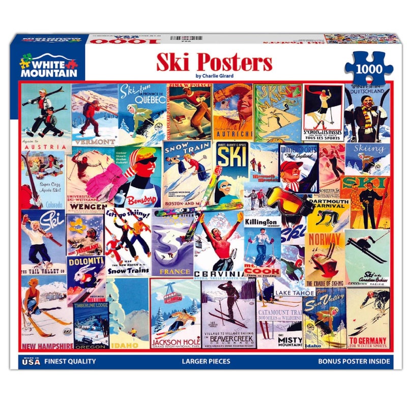 White Mountain Puzzles Ski Posters - 1000 Piece Jigsaw Puzzle - Image 2