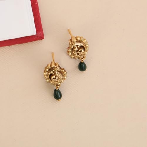 TARINIKA Gold-Plated Peacock Theme Stud Earrings for Women Antique Brass Alloy Traditional Fashion Jewelry Gift for her Style 32 - Image 2