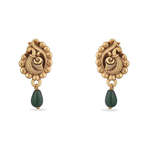 TARINIKA Gold-Plated Peacock Theme Stud Earrings for Women Antique Brass Alloy Traditional Fashion Jewelry Gift for her Style 32 - Image 1