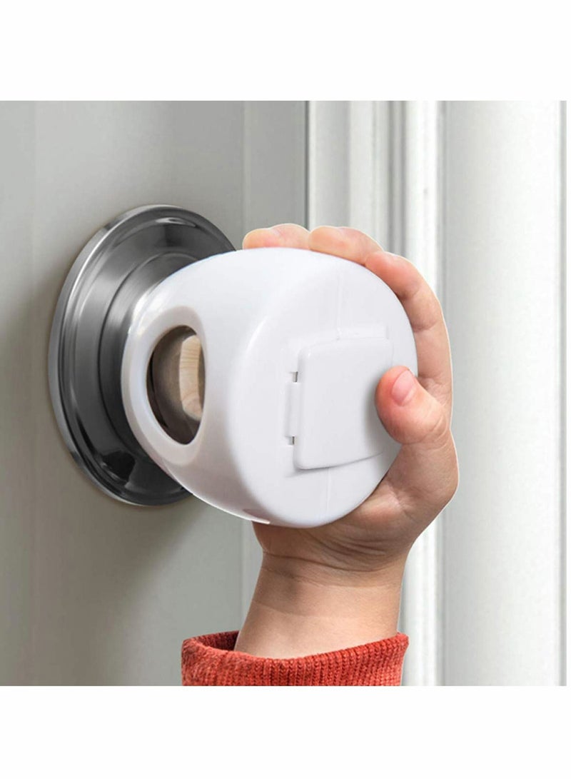 Y&D Door Knob Safety Cover for Kids,Easy to Install Child with No Tools Needed,Reusable, White Baby Proof Covers(4 Pack)  - Image 1