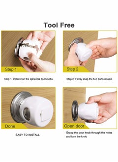 Y&D Door Knob Safety Cover for Kids,Easy to Install Child with No Tools Needed,Reusable, White Baby Proof Covers(4 Pack)  - Image 5